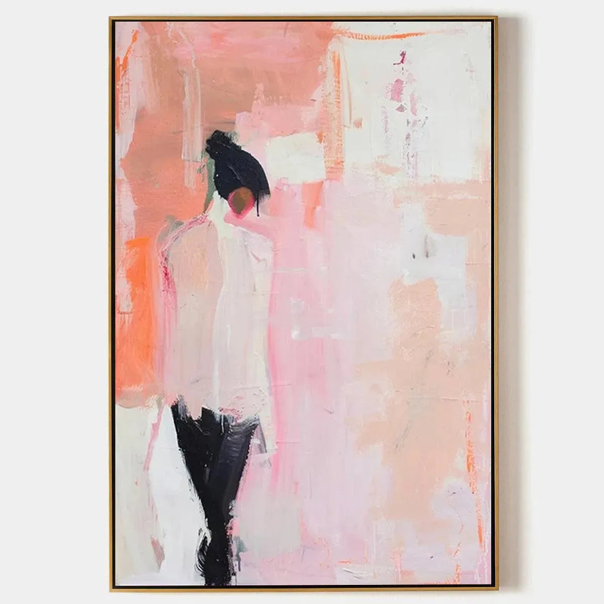 PINK ABSTRACT: Figurative Painting, Pastel Wall Art, Modern Decor, Vertical Canvas