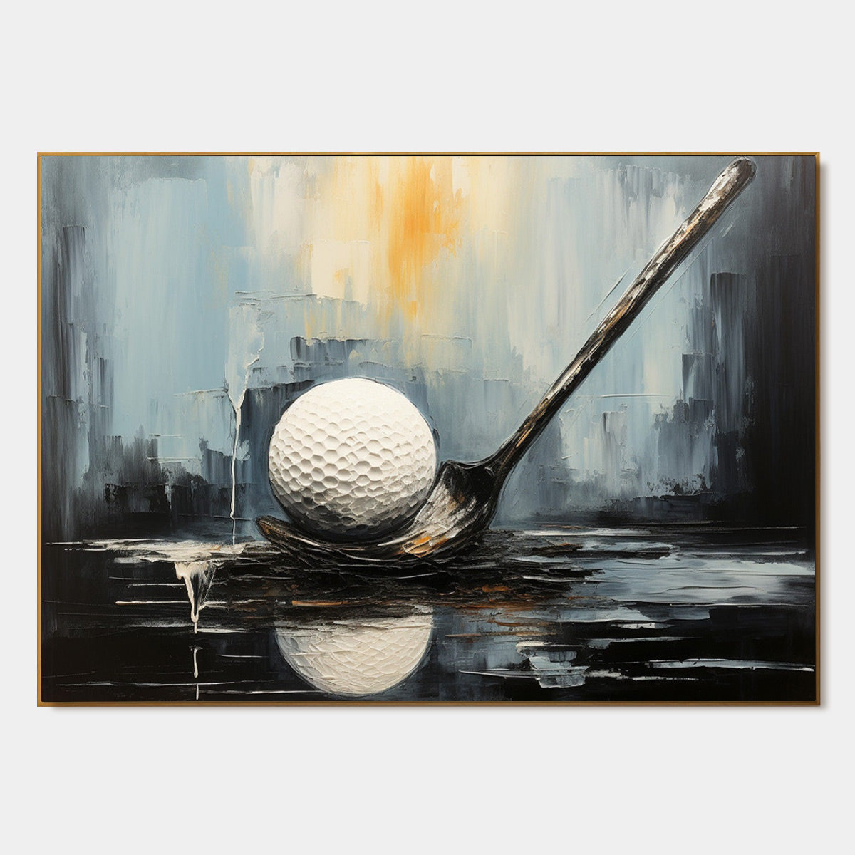 POISED: Textured Minimalist Golf Still Life Oil Painting