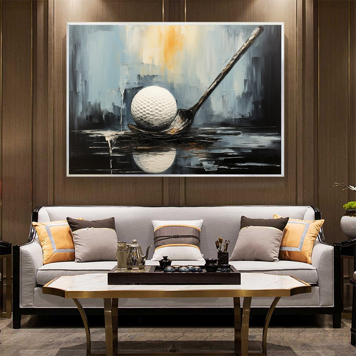 POISED: Textured Minimalist Golf Still Life Oil Painting