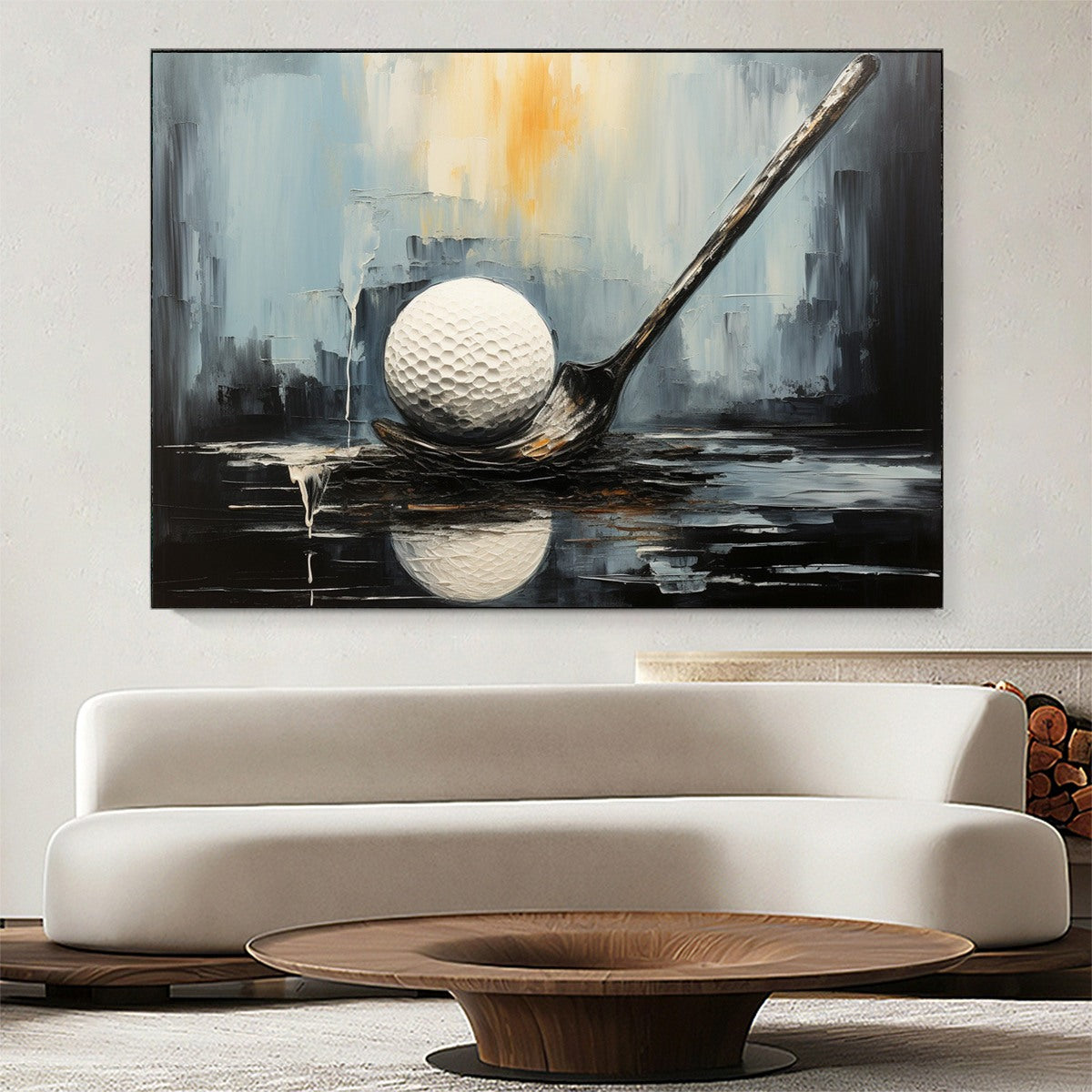 POISED: Textured Minimalist Golf Still Life Oil Painting