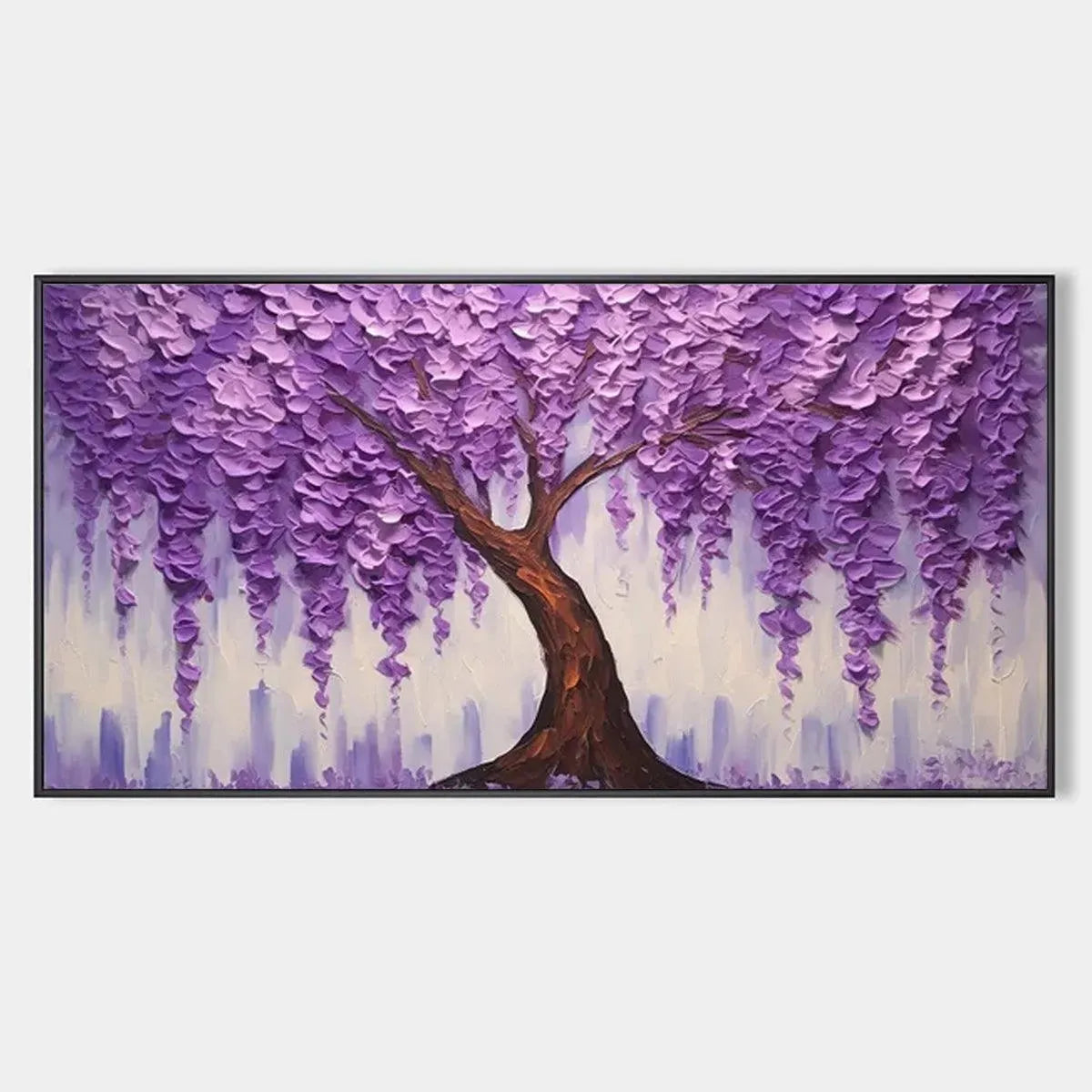 PURPLE WISTERIA: Textured Floral Painting in Purple