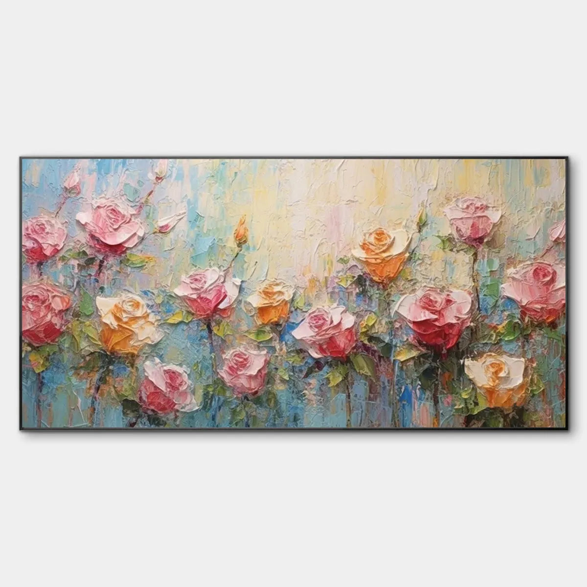 PASTEL ROSE GARDEN: Original Impasto Floral Oil Painting