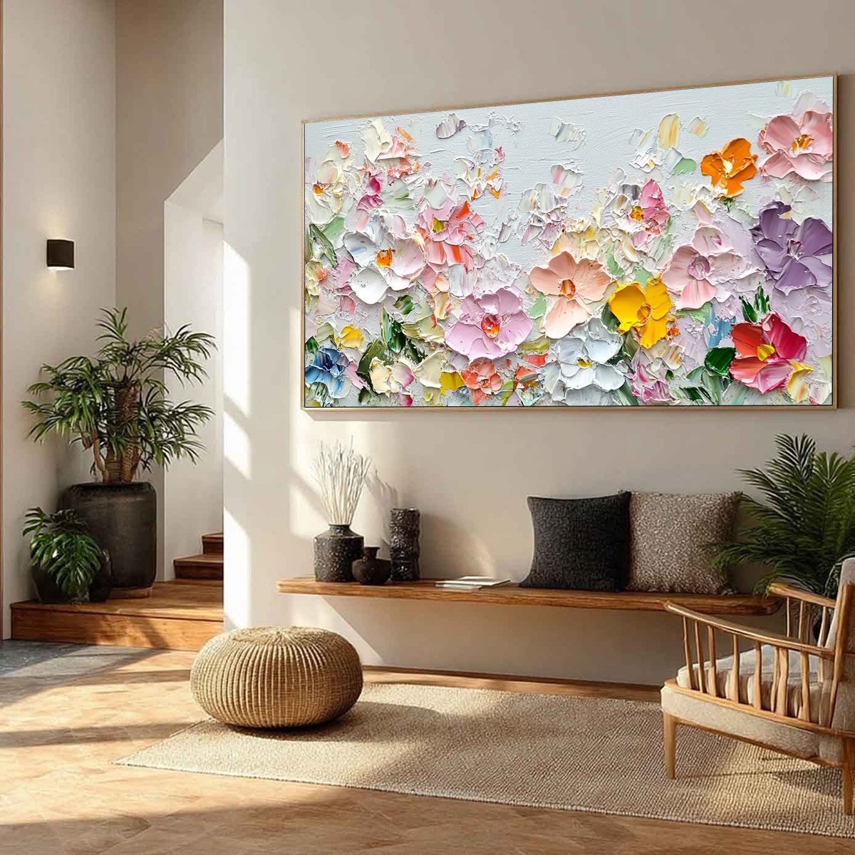 PETAL RAIN: Textured Impasto Floral Painting
