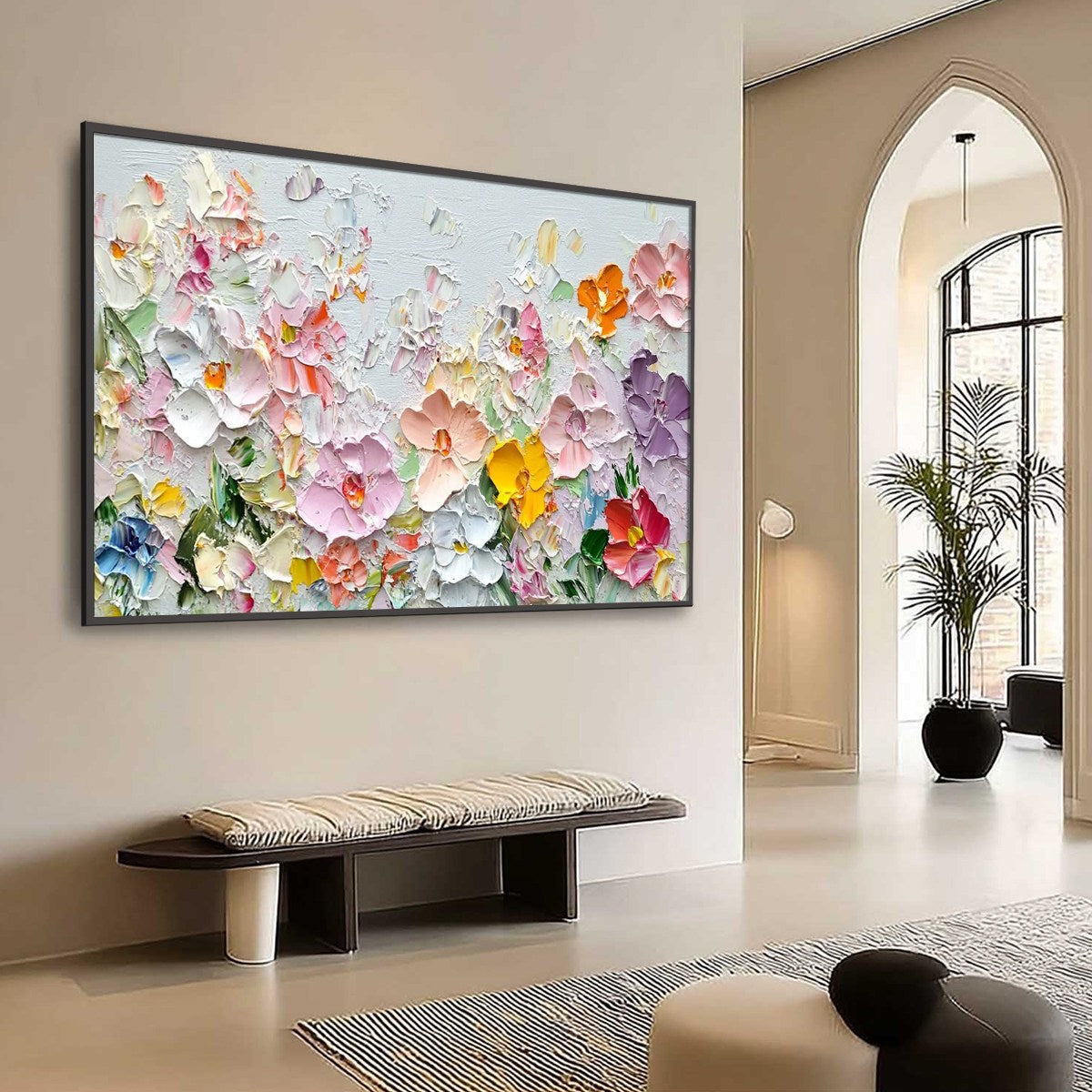 PETAL RAIN: Textured Impasto Floral Painting