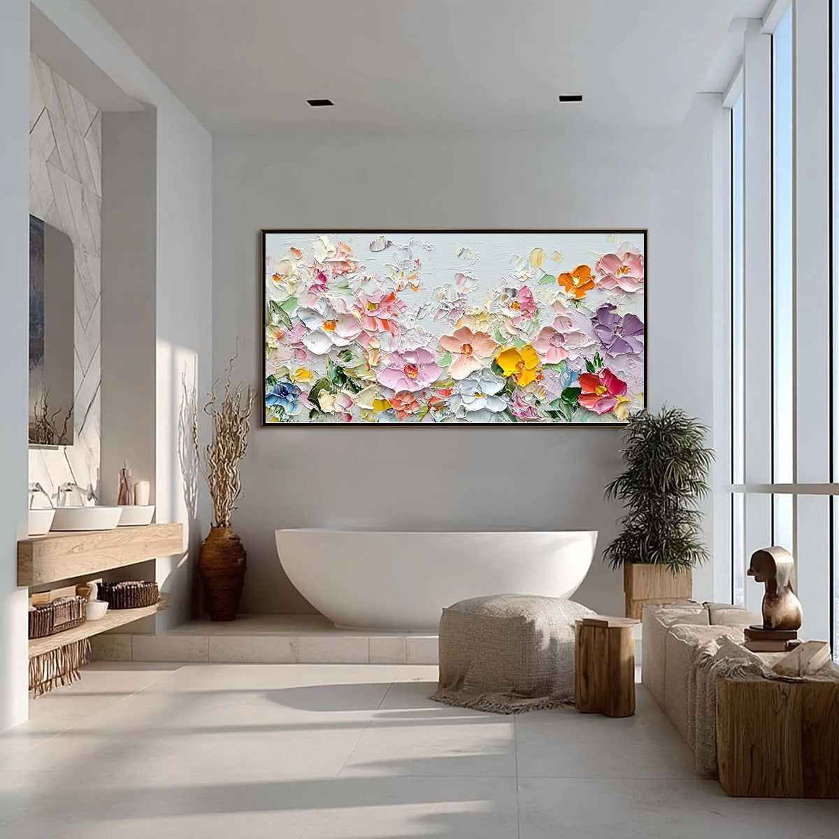 PETAL RAIN: Textured Impasto Floral Painting
