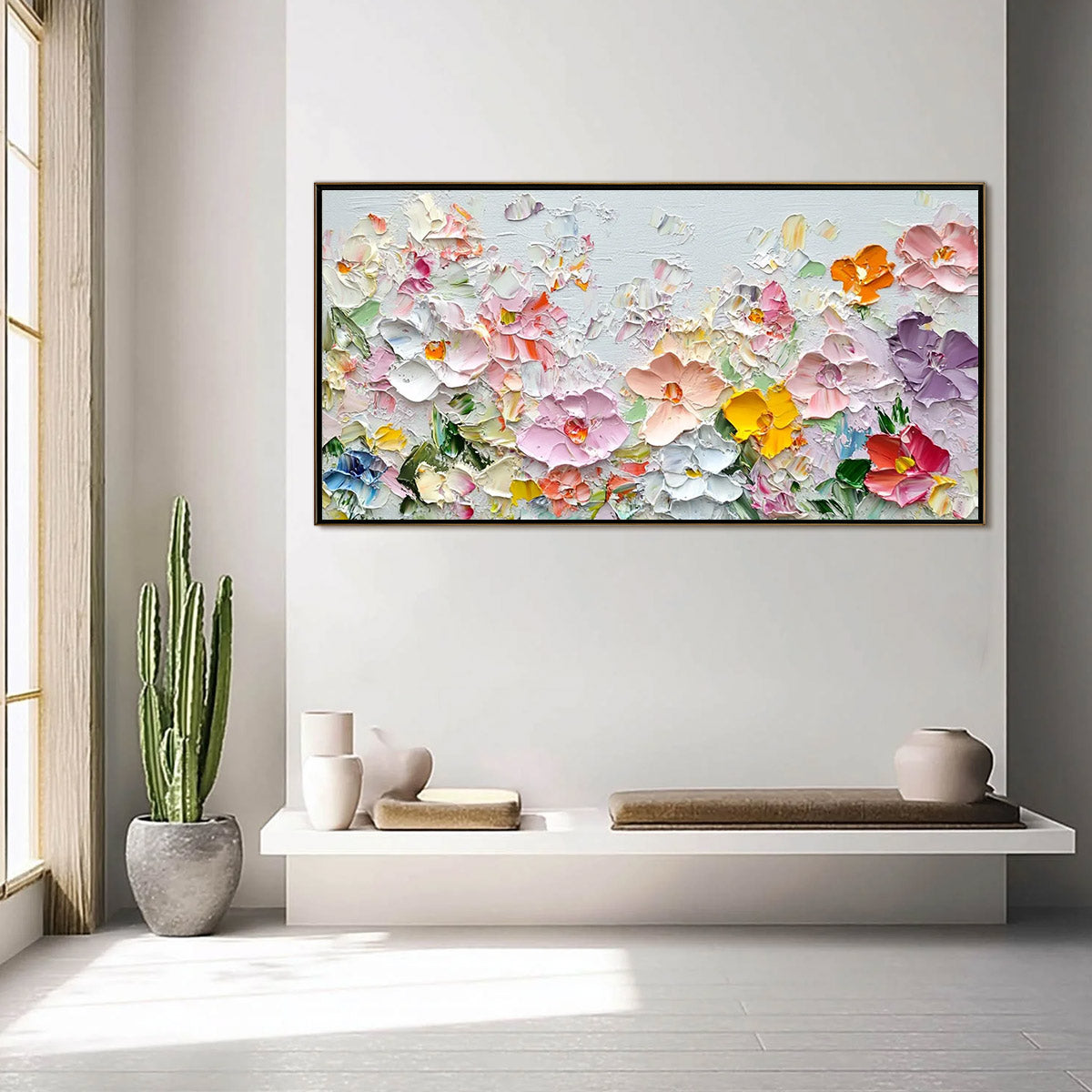 PETAL RAIN: Textured Impasto Floral Painting