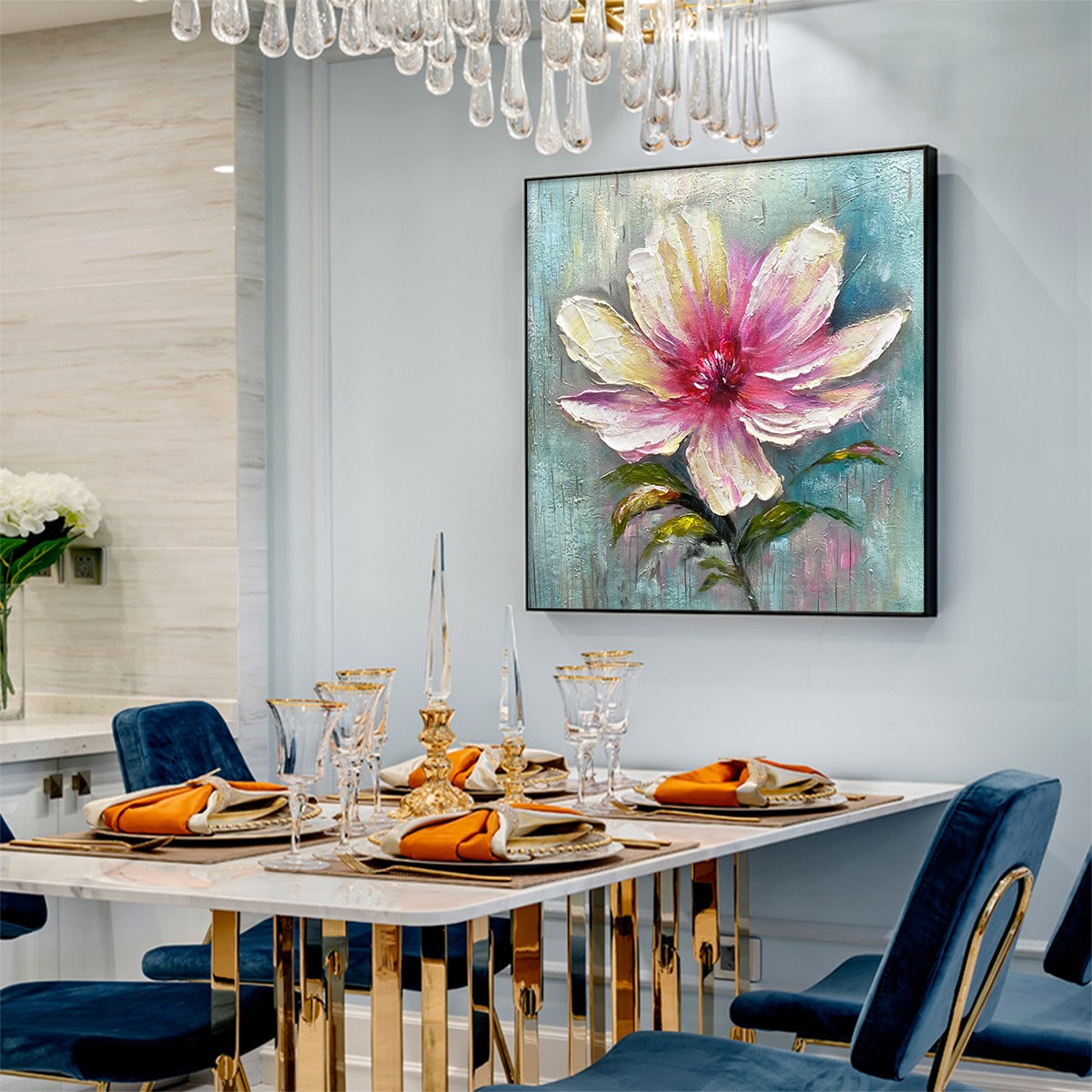 OCEAN'S ABUNDANCE: Colorful Fish School Oil Painting on Canvas