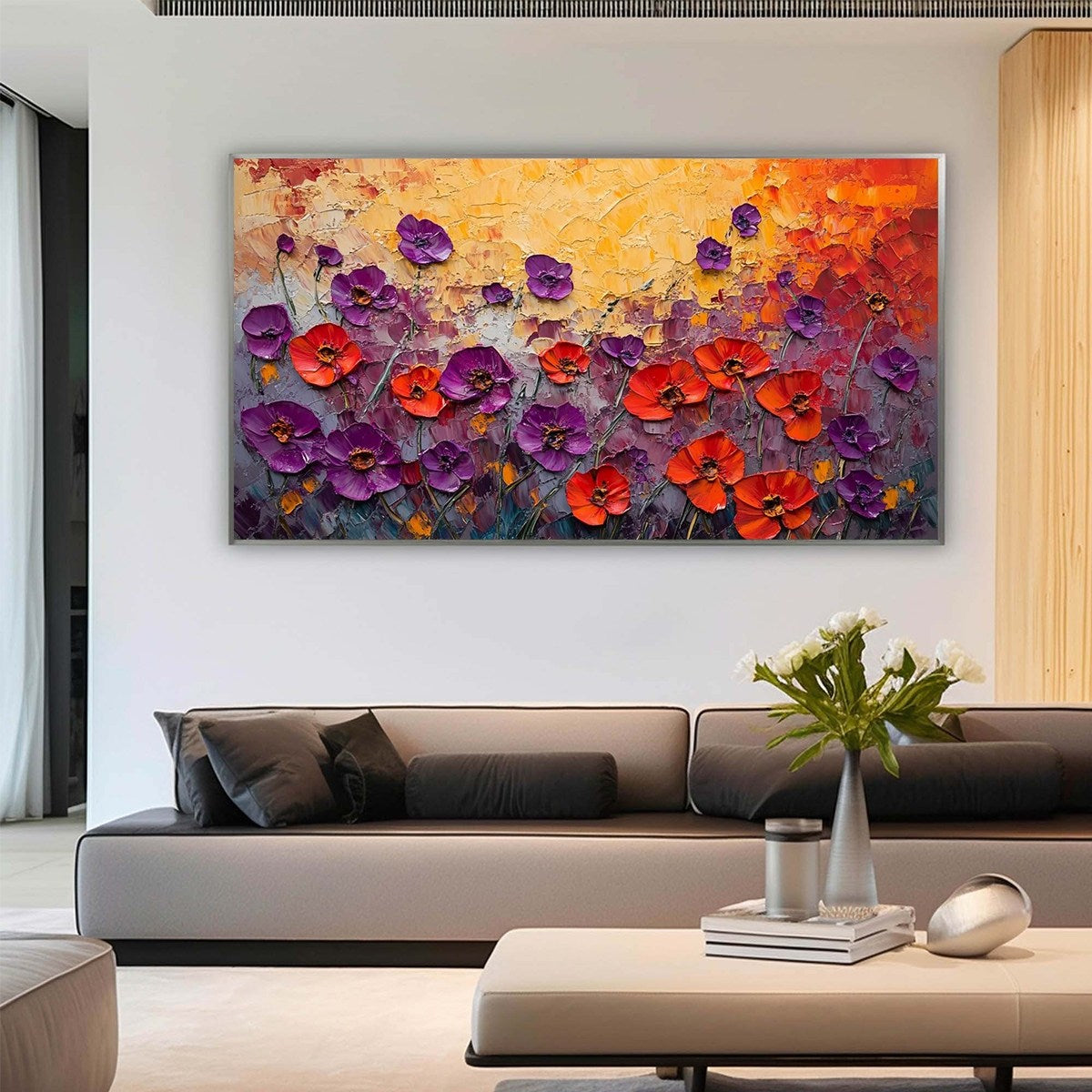 POPPY FIELD SYMPHONY: Textured Impasto Floral Oil Painting