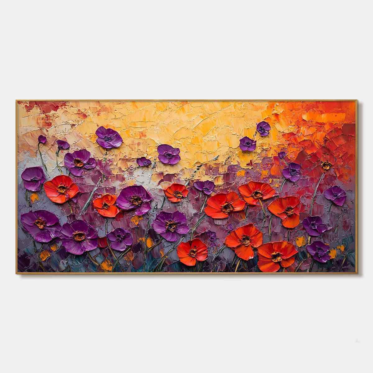 POPPY FIELD SYMPHONY: Textured Impasto Floral Oil Painting