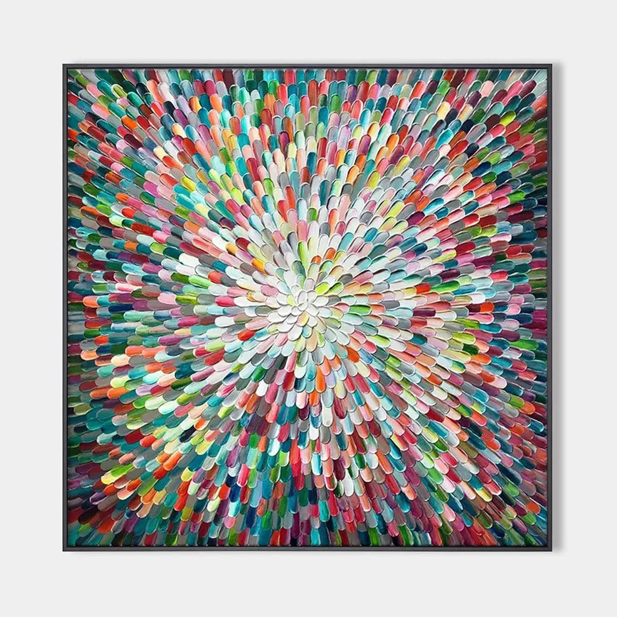 RADIANT BLOOM: Colorful Abstract Impasto Oil Painting