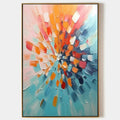 RADIANT BURST: Textured Abstract Impasto Painting, Vertical Wall Art
