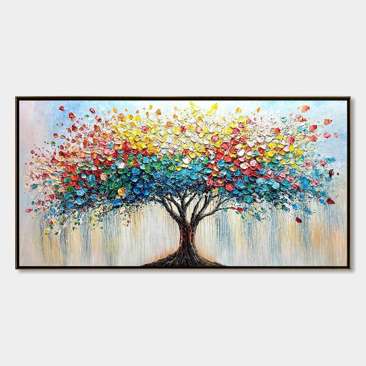 Ready to Ship | RAINBOW BURST: Textured Impasto Tree of Life Oil Painting