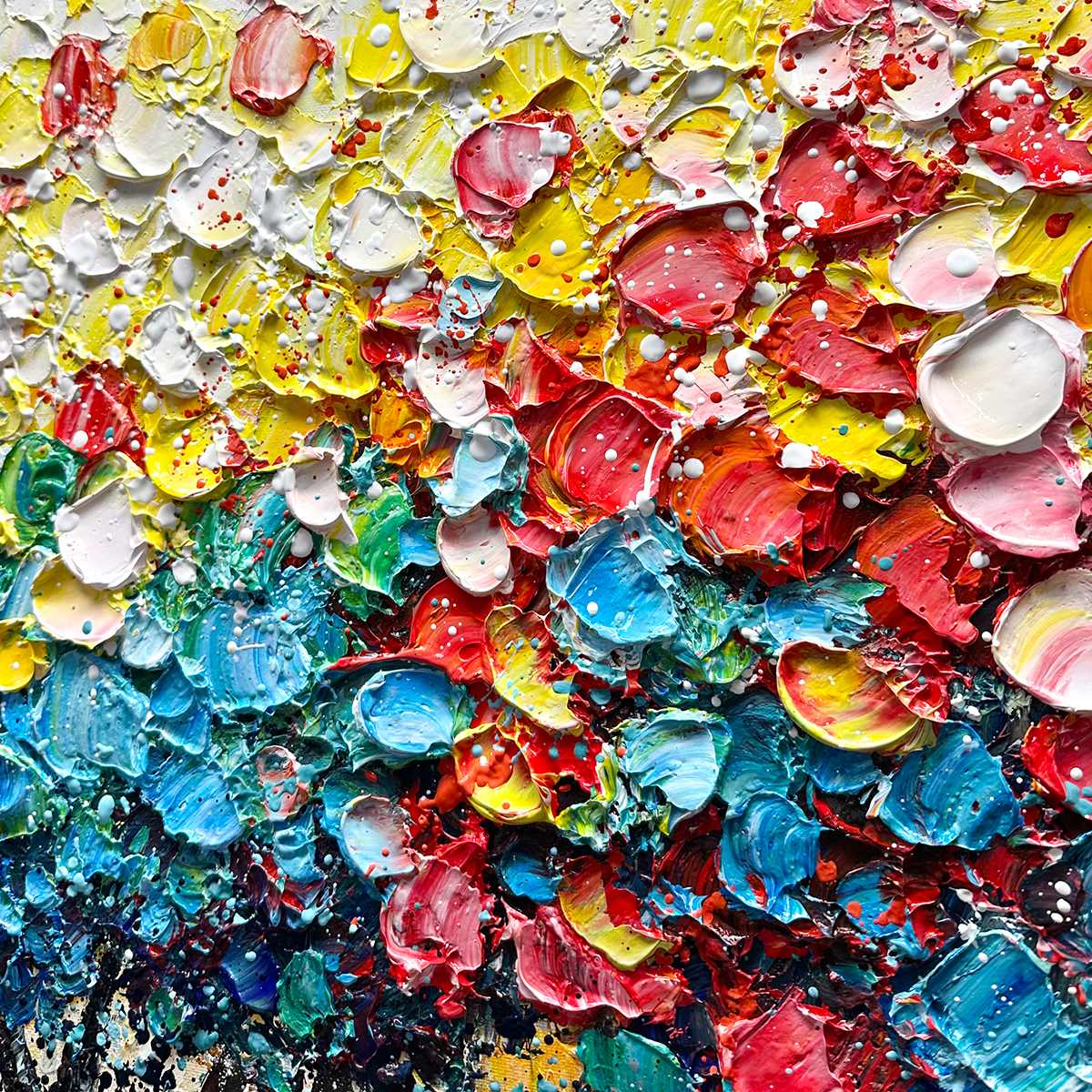 Ready to Ship | RAINBOW BURST: Textured Impasto Tree of Life Oil Painting