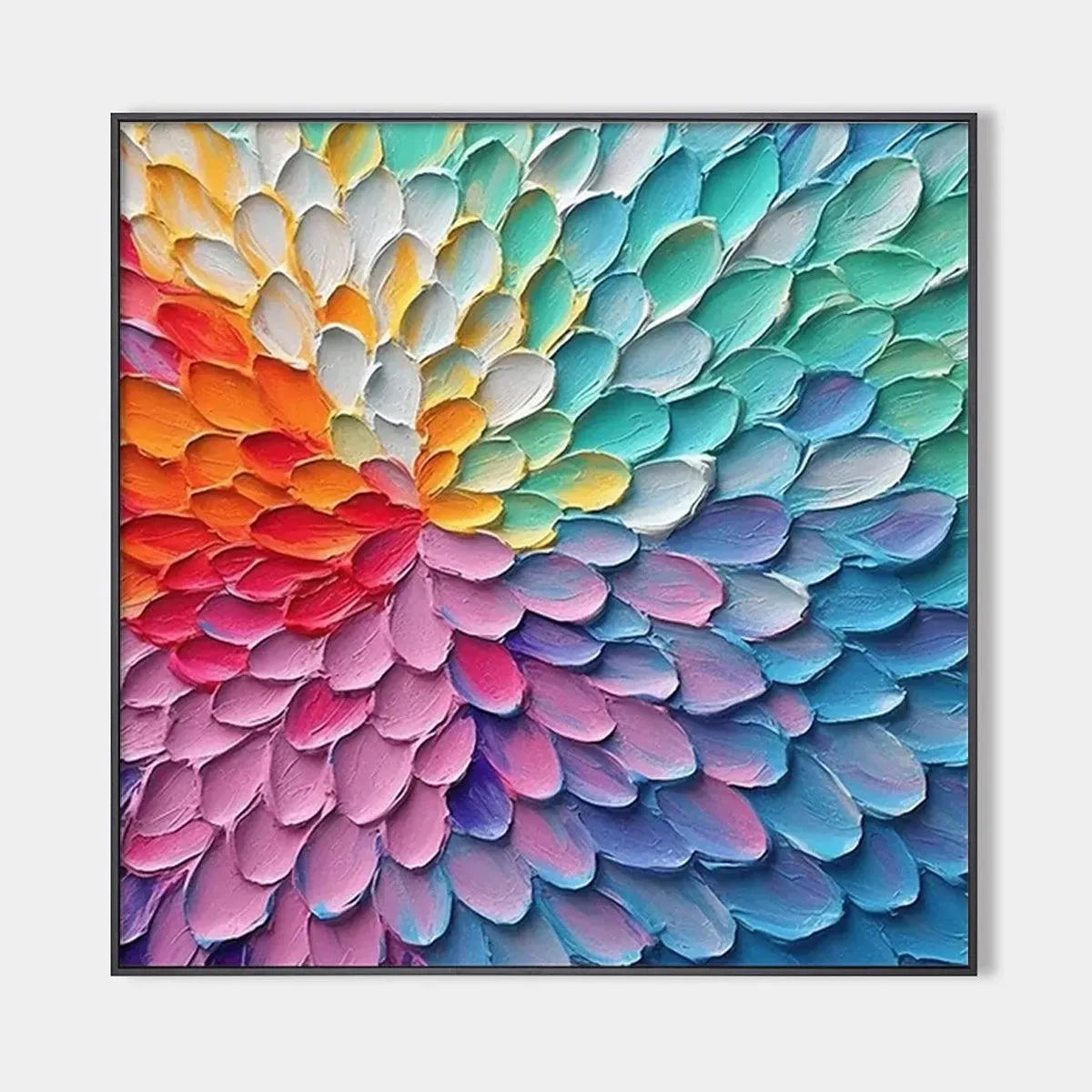RAINBOW BURST: Textured Abstract Painting in Rainbow Colors