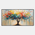 RAINBOW BURST: Textured Impasto Tree of Life Oil Painting