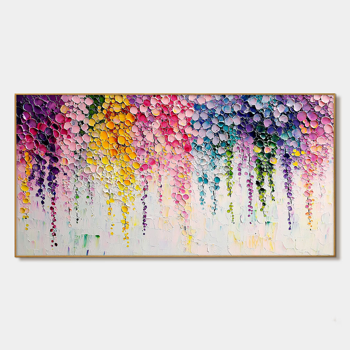 RAINBOW CASCADE: Textured Impasto Floral Oil Painting