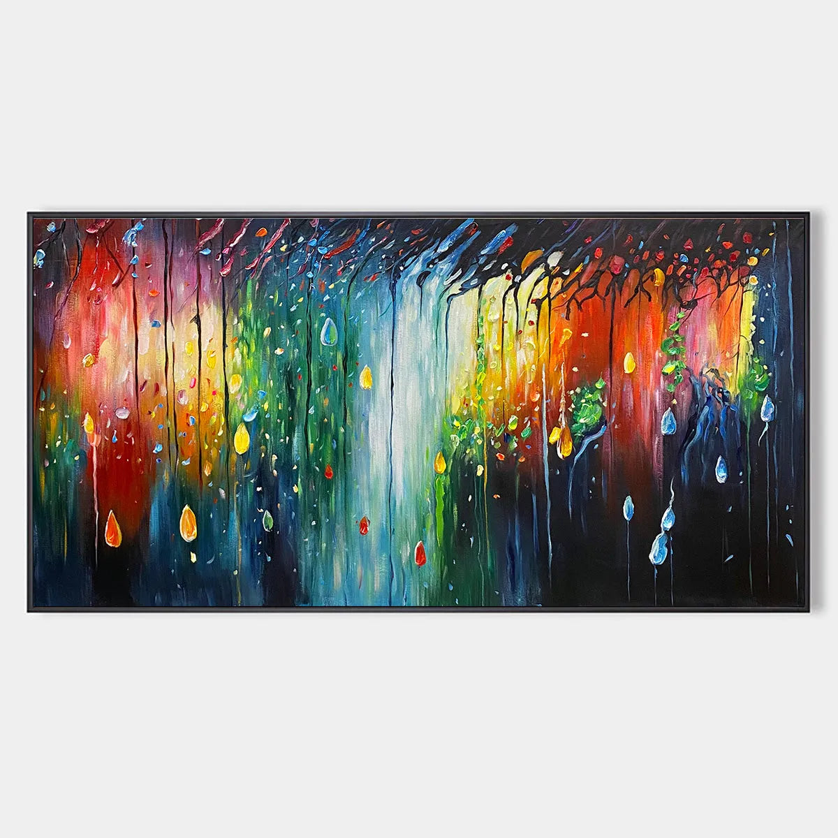 RAINFOREST MELODY: Abstract Painting, Colorful Waterfall, Living Room, Dining Room, Office