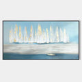 GOLDEN SAILS: Abstract Seascape Painting with Gold Accents