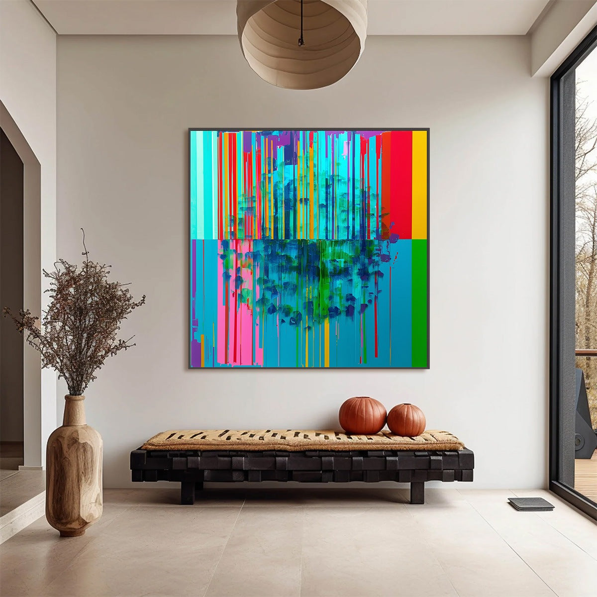REFLECTED GLITCH: Vibrant Abstract Glitch Art Oil Painting