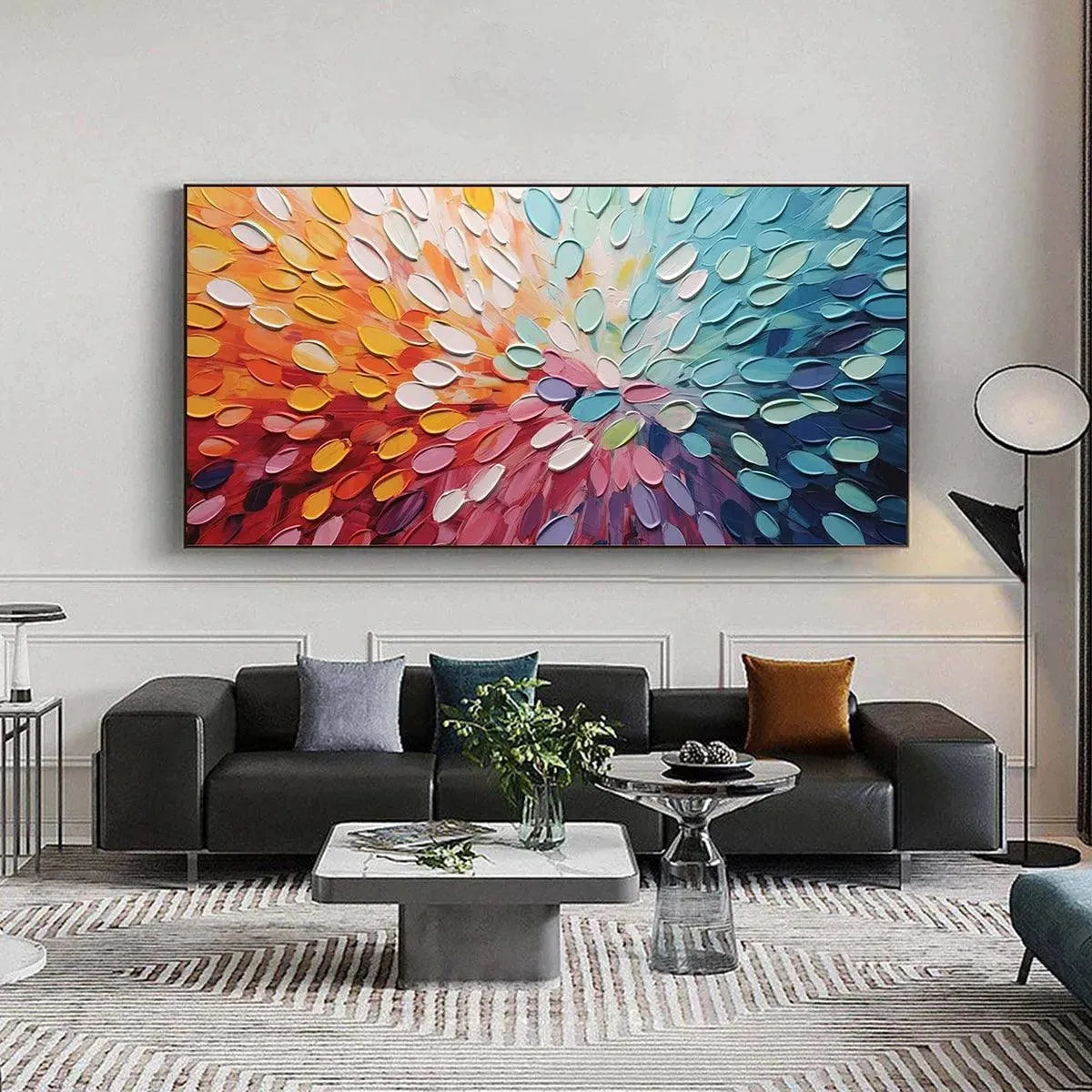RAINBOW BURST: Textured Abstract Painting in Rainbow Colors