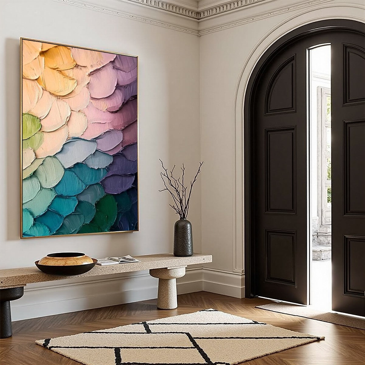 RAINBOW SCALES: Colorful Impasto Abstract Painting