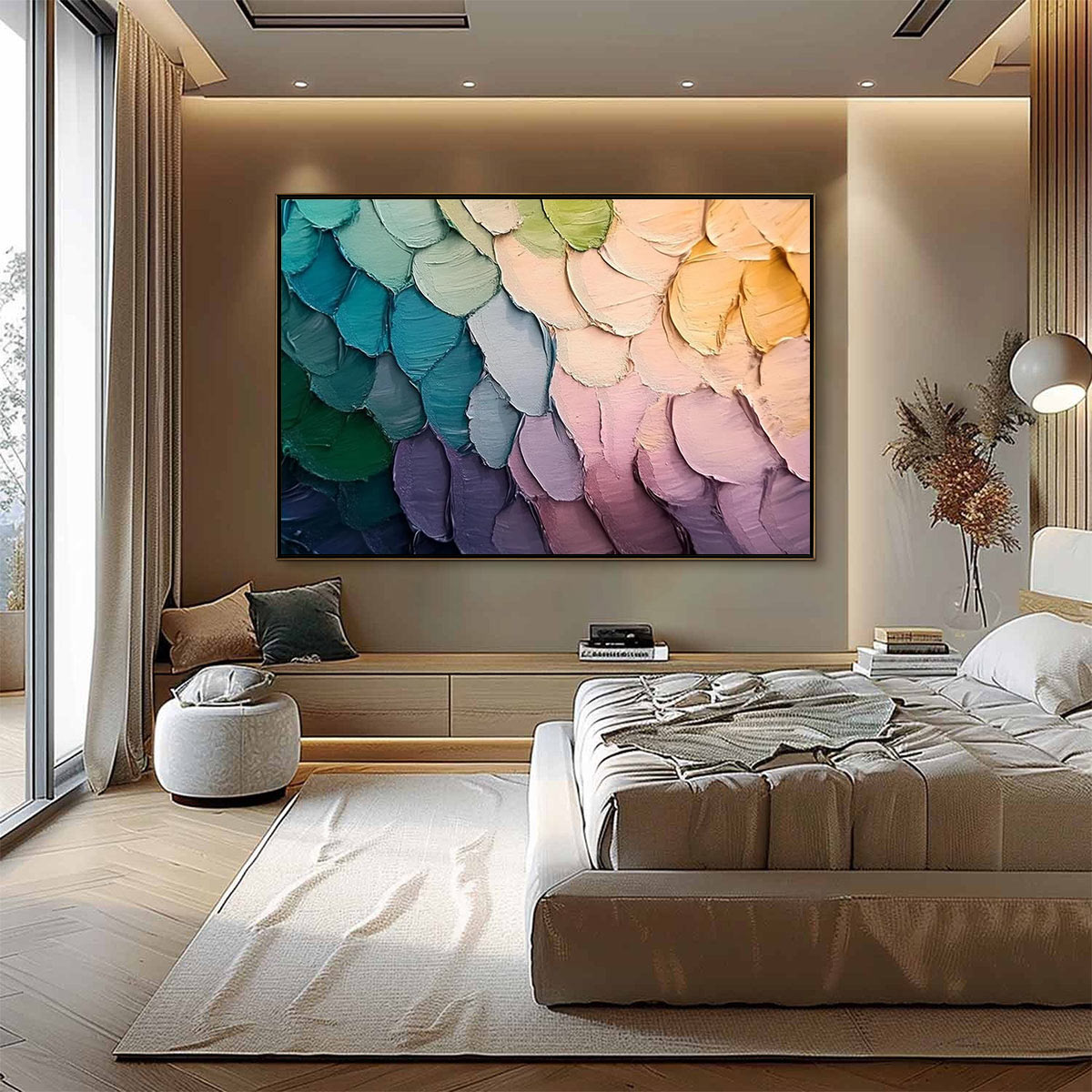 RAINBOW SCALES: Colorful Impasto Abstract Painting