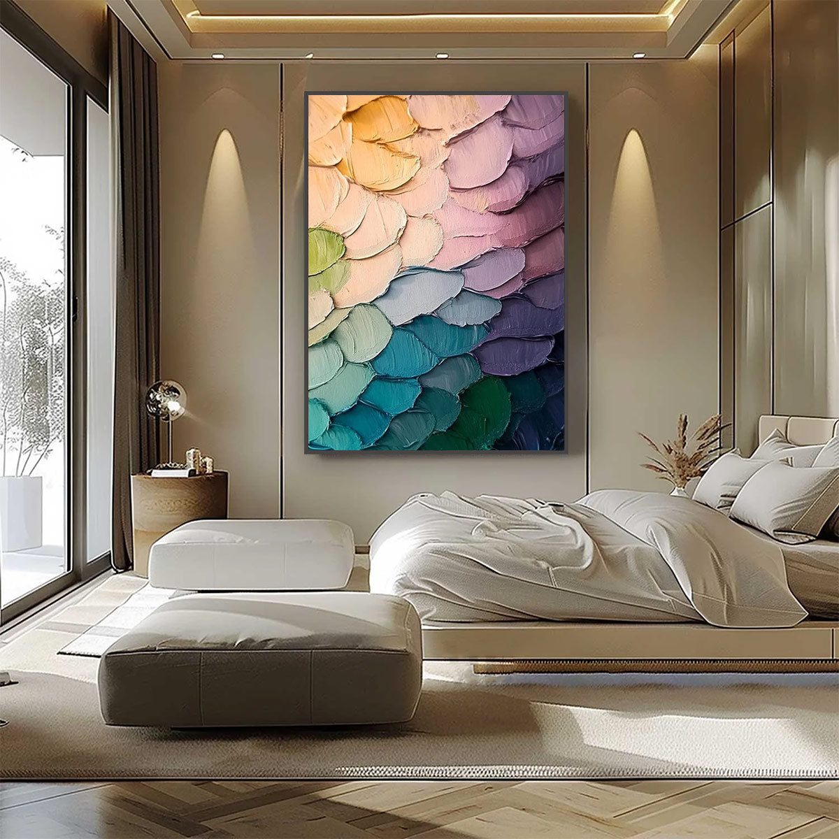 RAINBOW SCALES: Colorful Impasto Abstract Painting