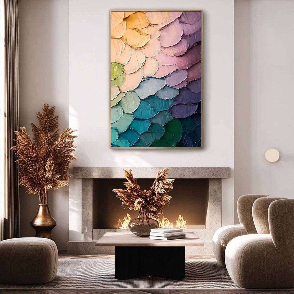 RAINBOW SCALES: Colorful Impasto Abstract Painting