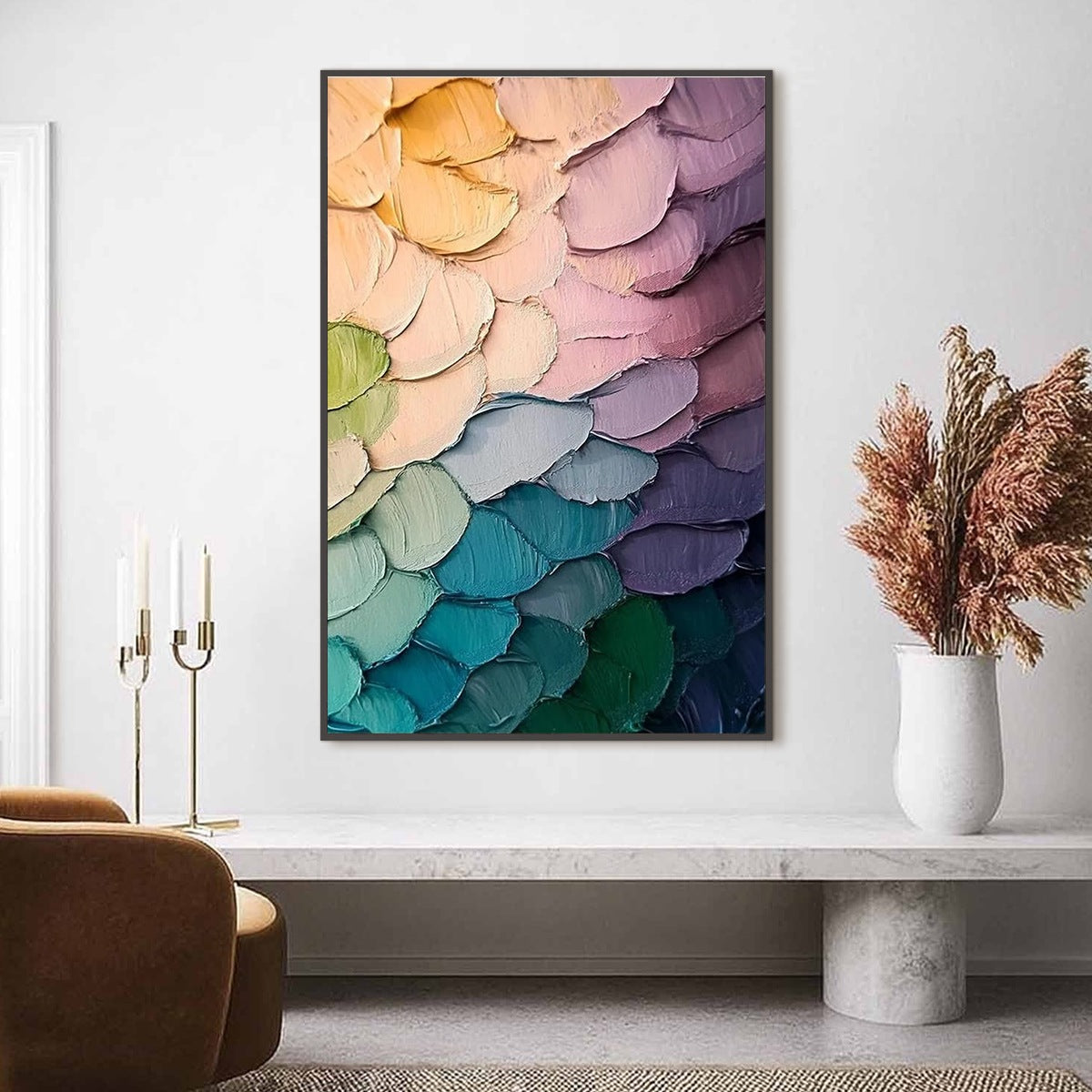 RAINBOW SCALES: Colorful Impasto Abstract Painting
