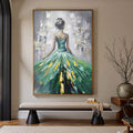 Ready to Ship | Emerald Grace: Elegant Green Dress Art