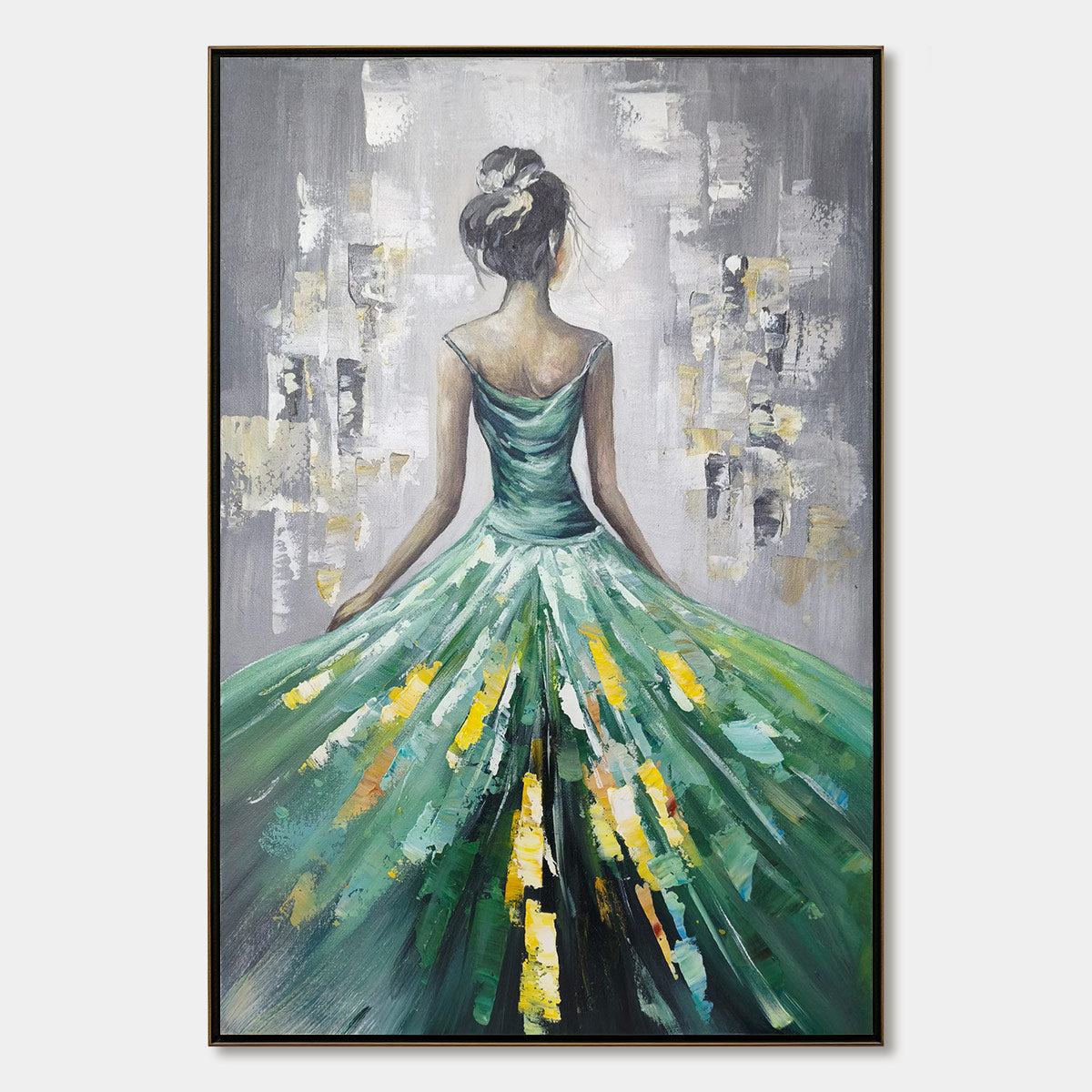 Ready to Ship | Emerald Grace: Elegant Green Dress Art