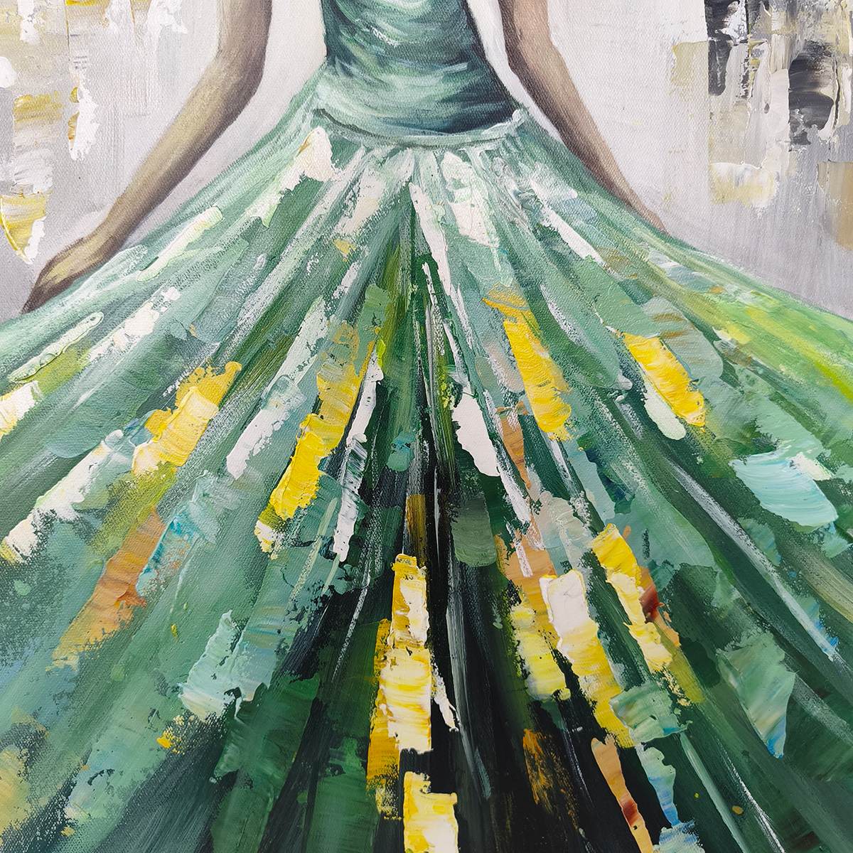 Ready to Ship | Emerald Grace: Elegant Green Dress Art