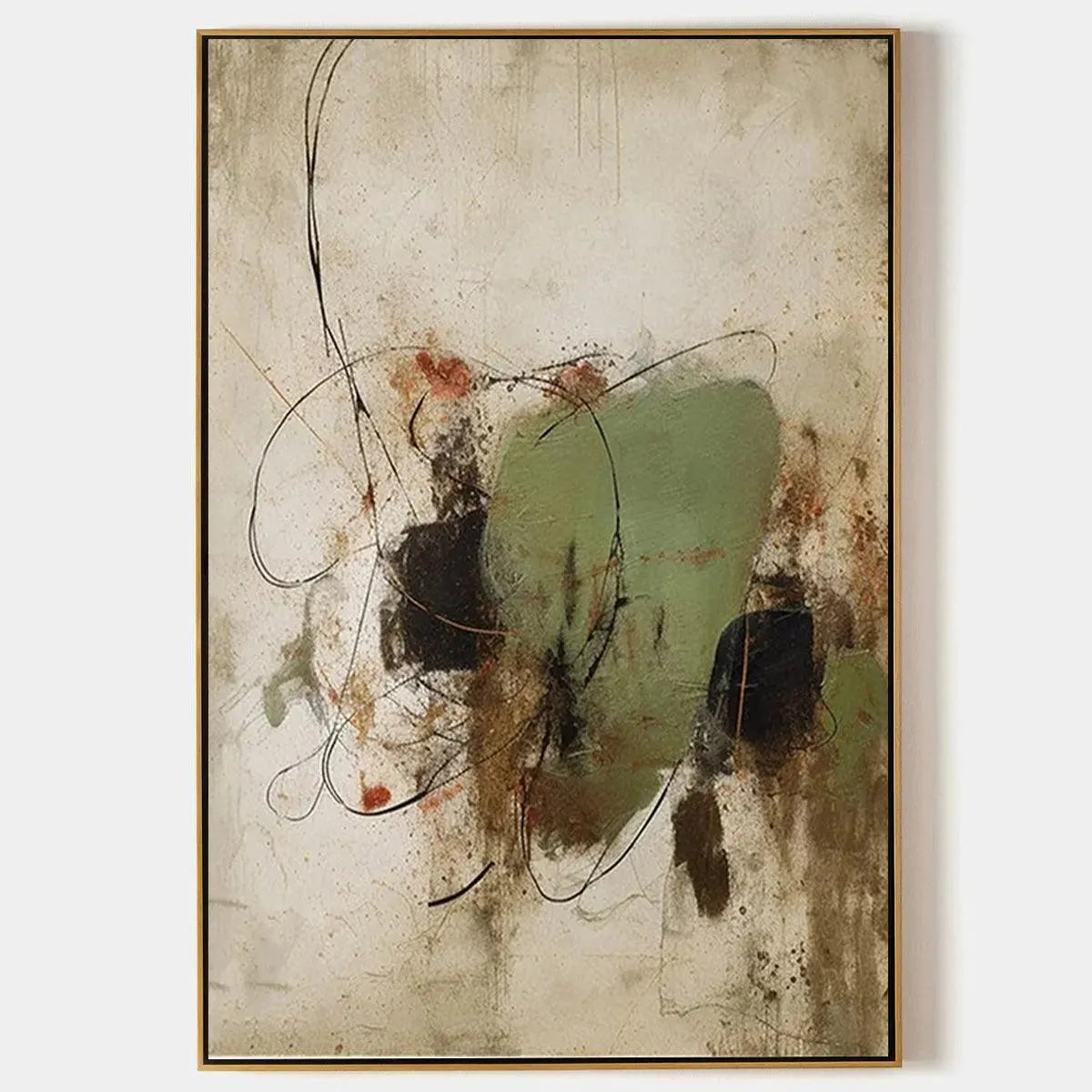 SAGE ABSTRACT: Minimalist Abstract Painting, Vertical Wall Art