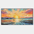 SAILING AT SUNSET: Vibrant Seascape Painting, Panoramic Canvas, Coastal Wall Art