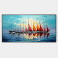 SAILING INTO SUNSET: Panoramic Sailboat Painting