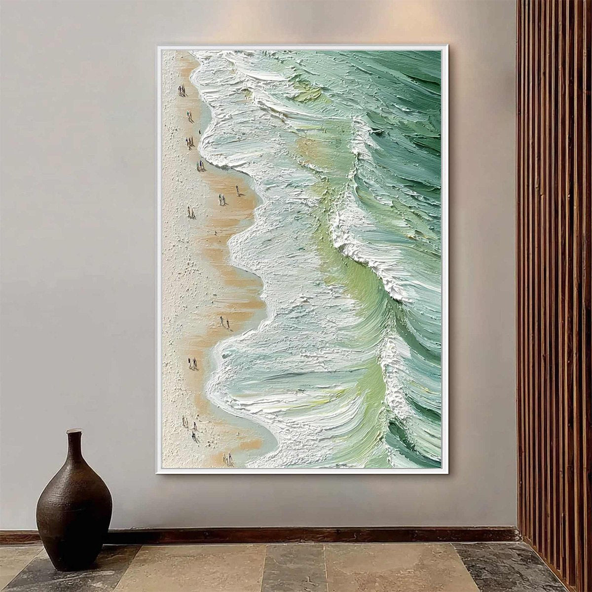 SEASHORE SERENADE: Textured Impasto Beach Oil Painting