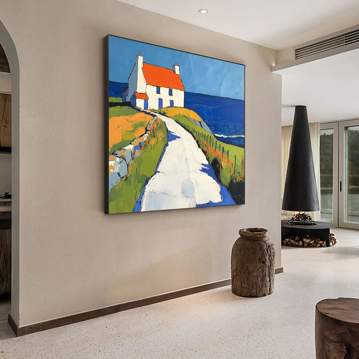 SEASIDE COTTAGE: Impasto Coastal Landscape Oil Painting