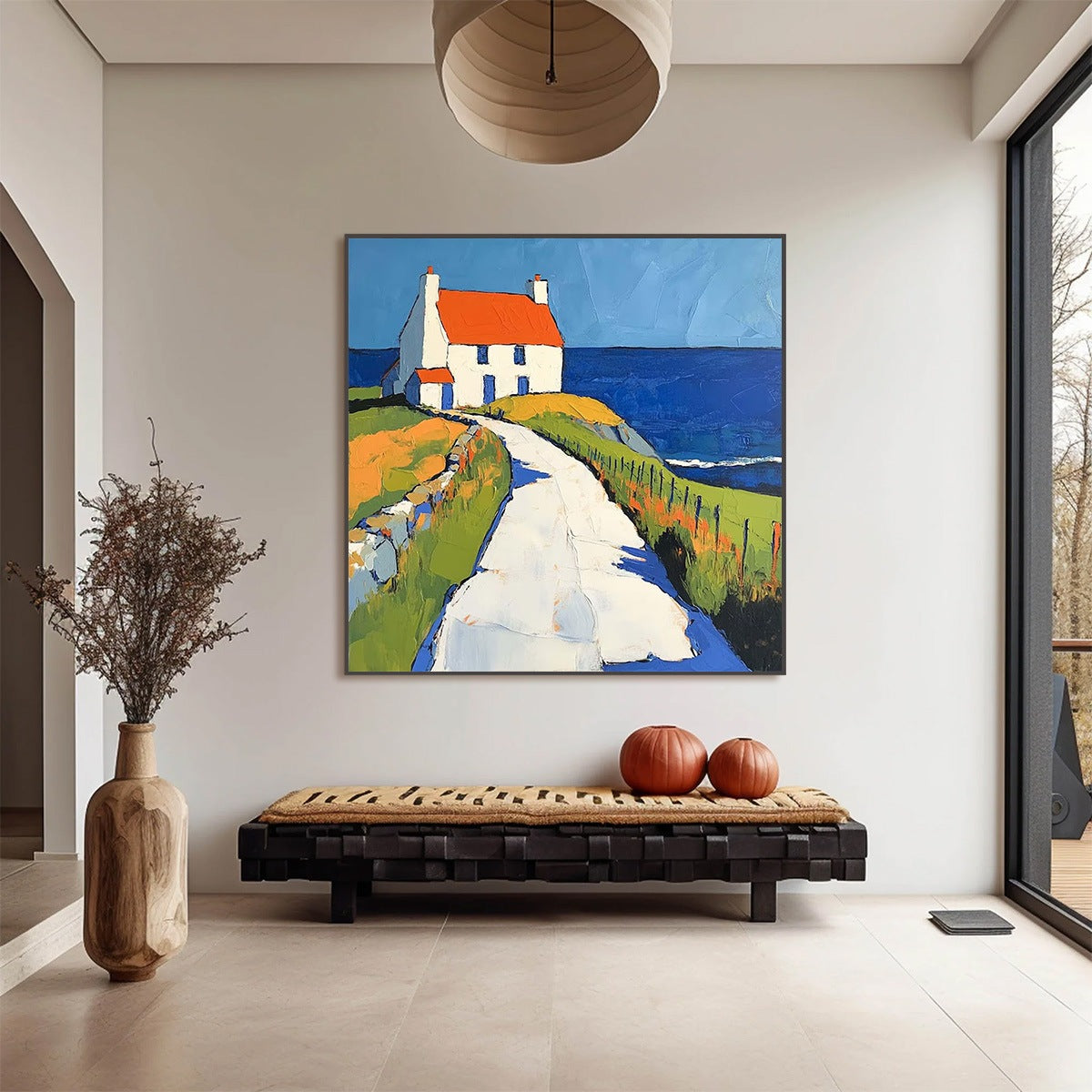 SEASIDE COTTAGE: Impasto Coastal Landscape Oil Painting