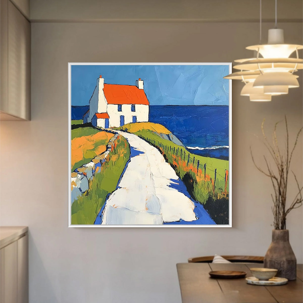 SEASIDE COTTAGE: Impasto Coastal Landscape Oil Painting