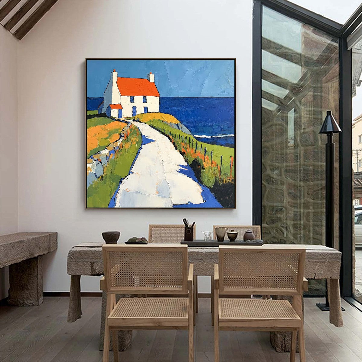 SEASIDE COTTAGE: Impasto Coastal Landscape Oil Painting