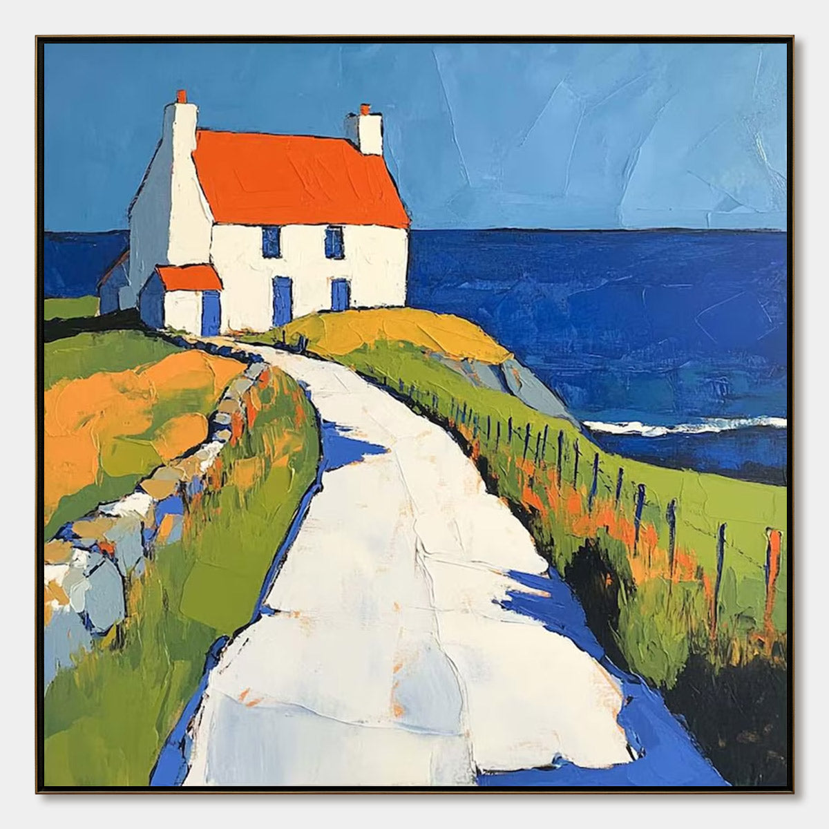 SEASIDE COTTAGE: Impasto Coastal Landscape Oil Painting