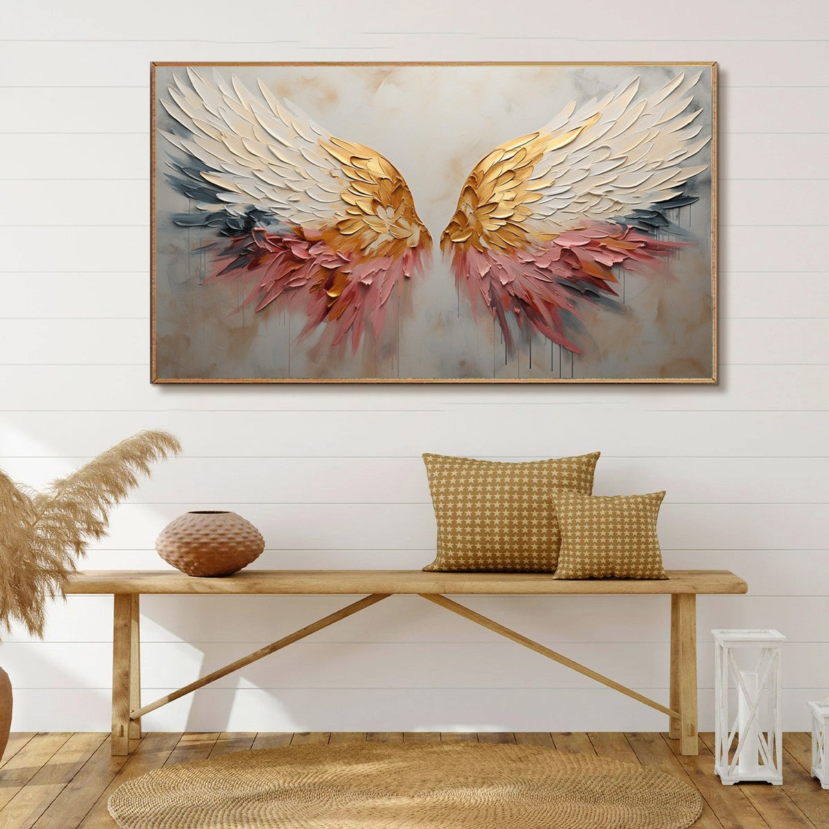 SERAPH'S GRACE: Angelic Wings Impasto Oil Painting