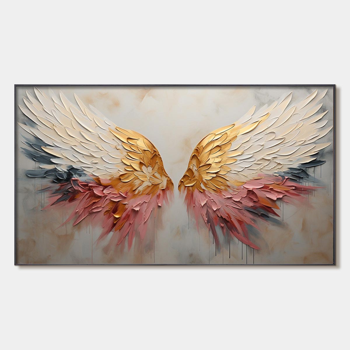 SERAPH'S GRACE: Angelic Wings Impasto Oil Painting