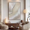 Ready to Ship | Serene Pathways: Minimalist Beige Impasto Oil Wall Art