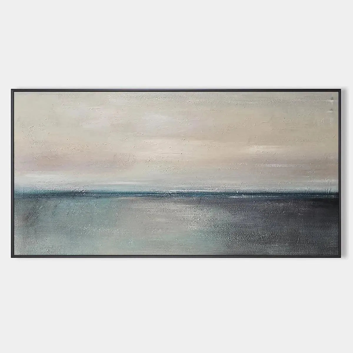 SERENE HORIZON: Panoramic Seascape Painting, Horizontal Wall Art
