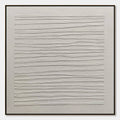 SERENE LINES: Minimalist Textured White Abstract Oil Painting
