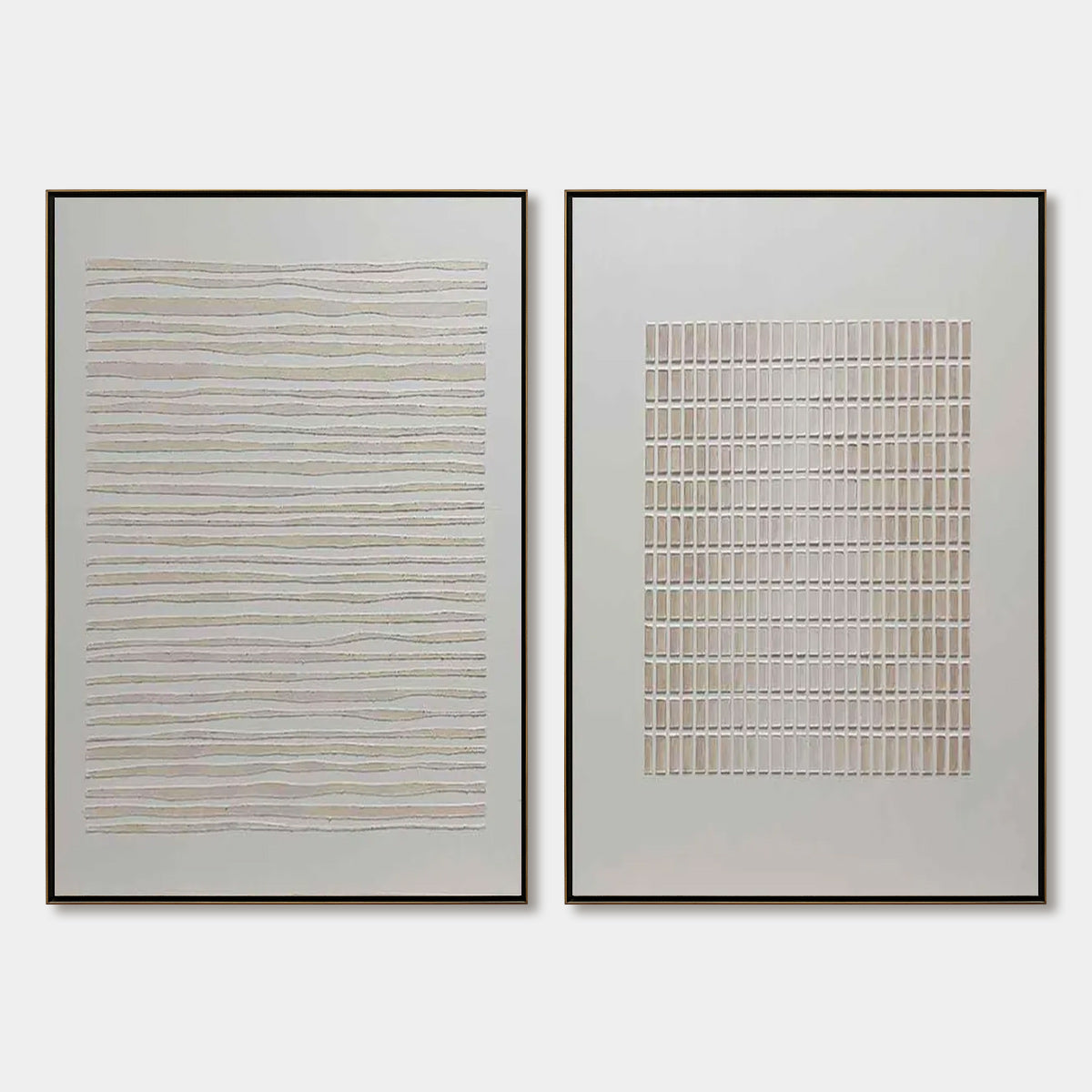 SERENE RHYTHMS: Textured Minimalist Abstract Diptych