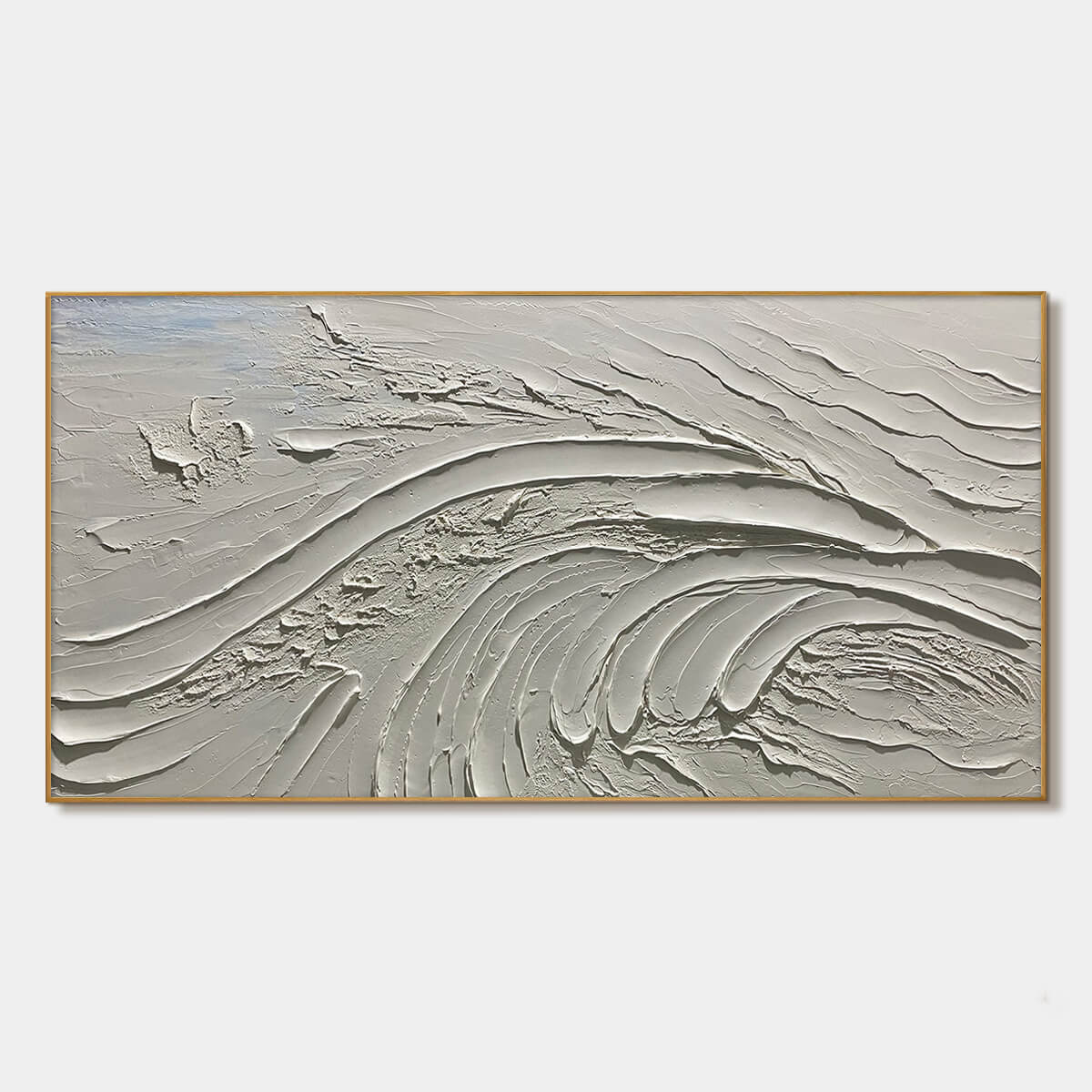 SERENE RIDGES: Textured Minimalist White Oil Painting