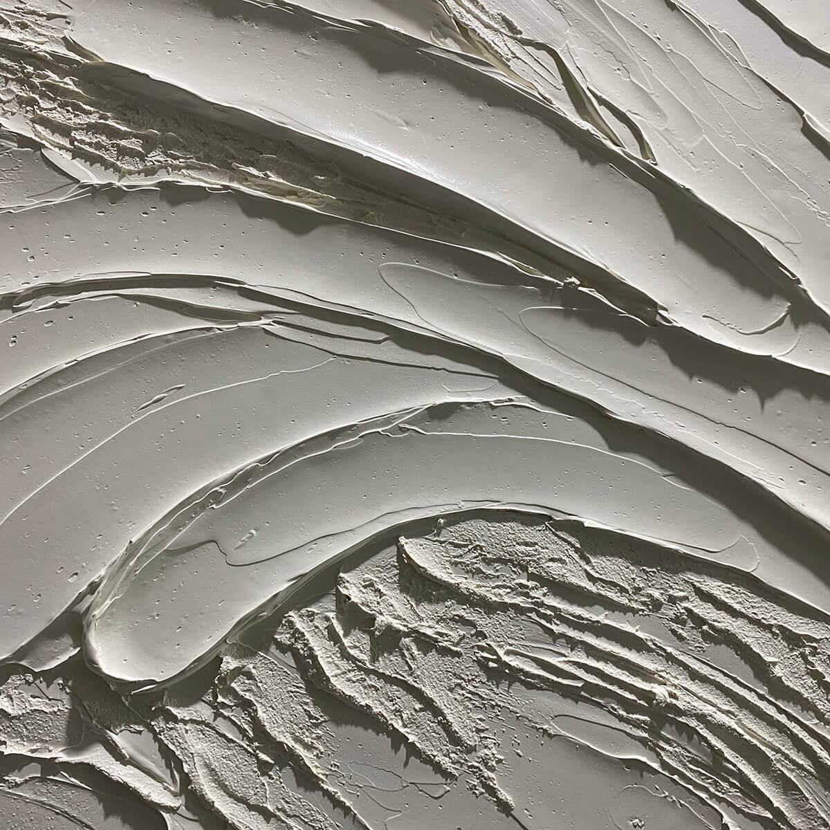 SERENE RIDGES: Textured Minimalist White Oil Painting