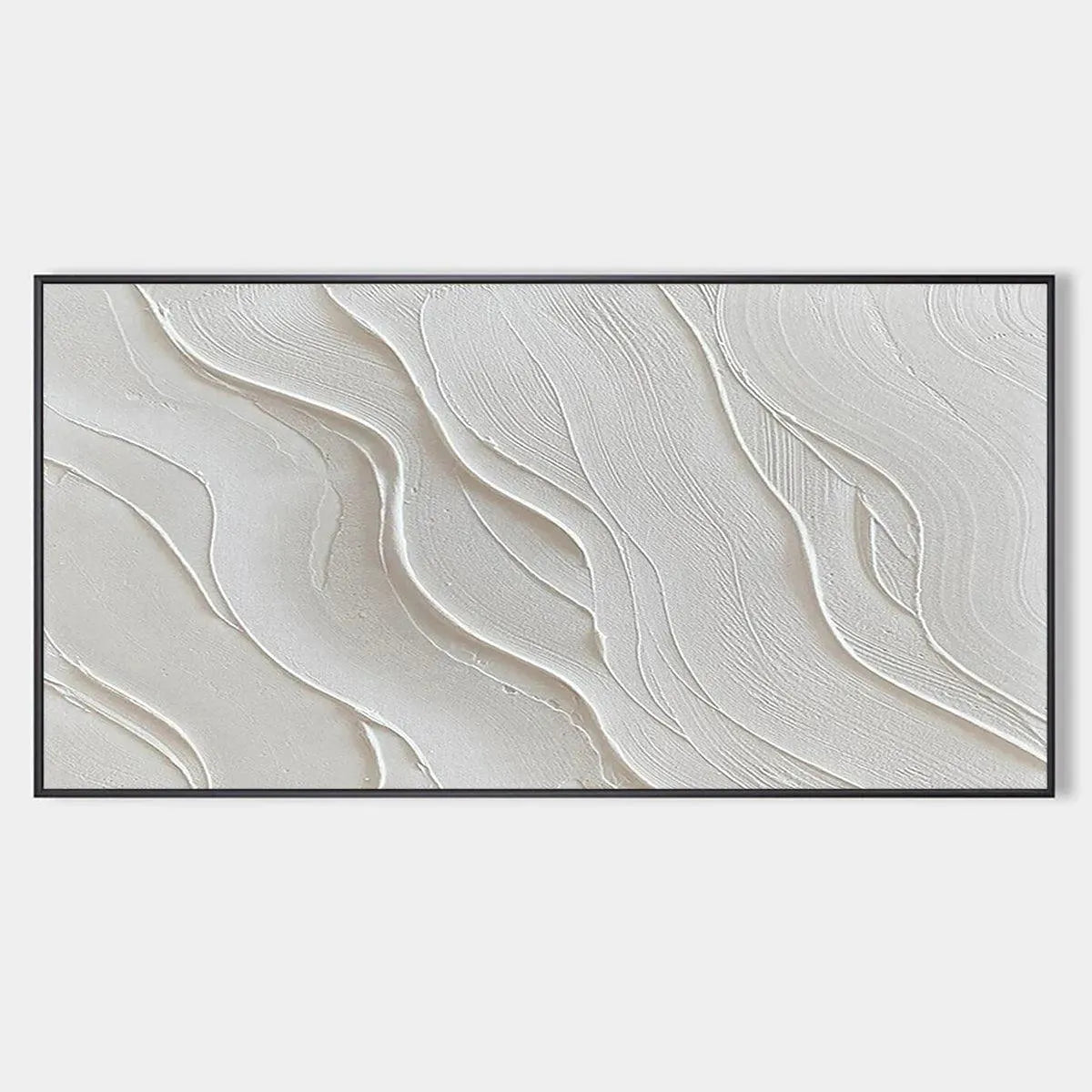 SERENE RIPPLES: Abstract Minimalist Textured White Painting for Living Room